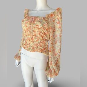 Free People Mabel Floral Printed Boho Blouse Medium NWT